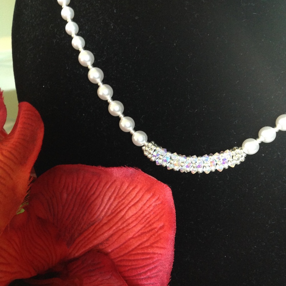 Pave Swarovski Pearl Necklace